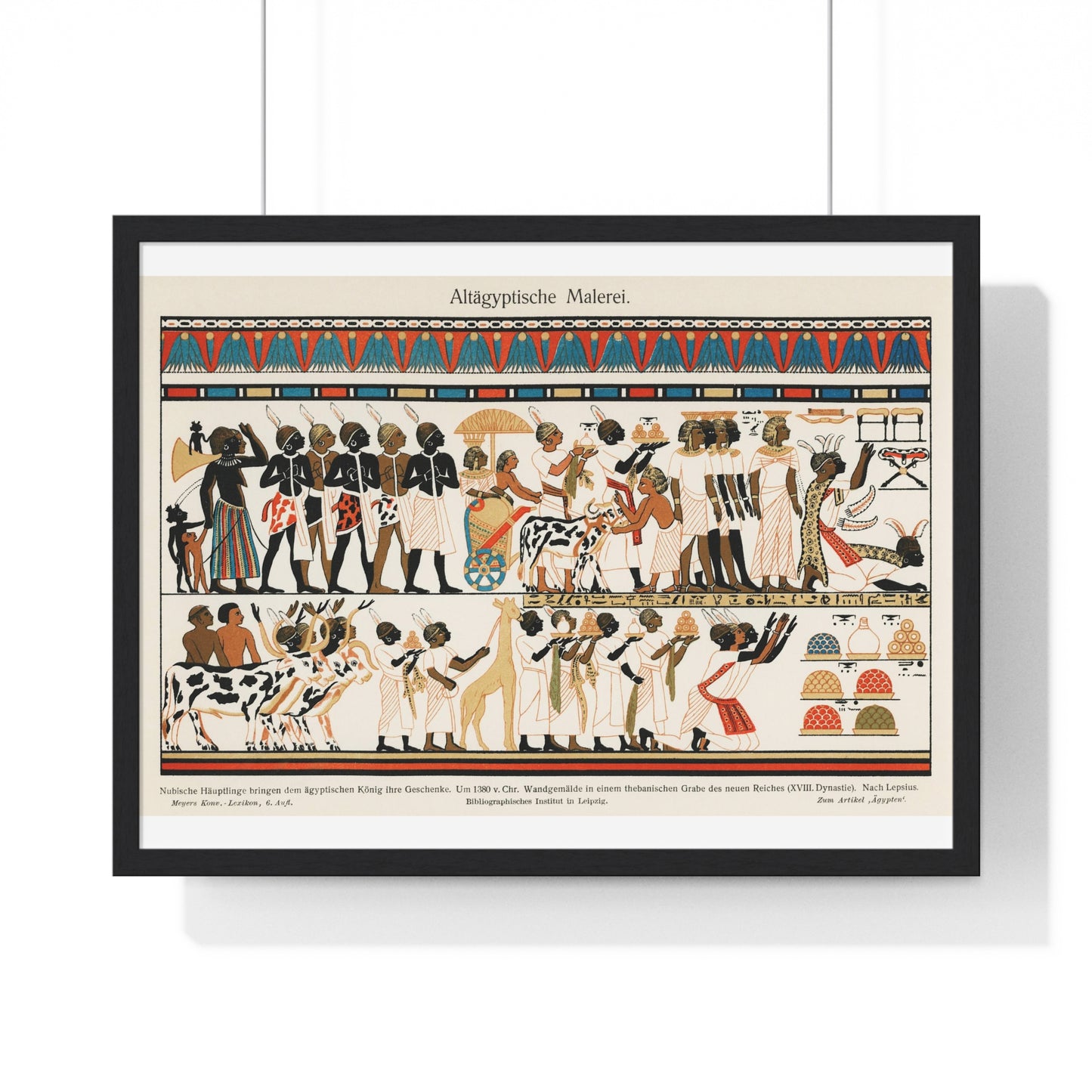 Lithograph from an Ancient Eygptian Wall Painting (circa 1380 BC), from the Original, Framed Art Print