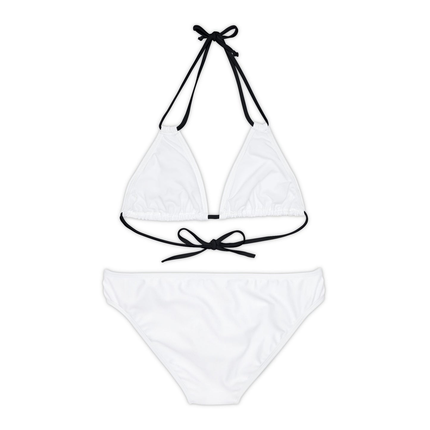 'Not a Dude' Women's Printed White Strappy Bikini Set