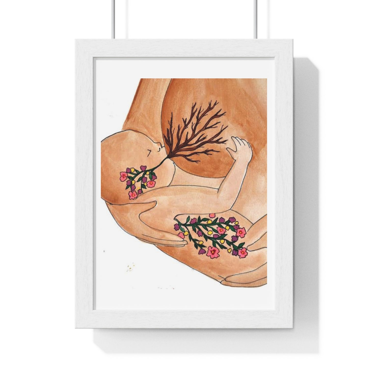 Mother and Baby, Abstract Art 'Designed by AI' Framed Print