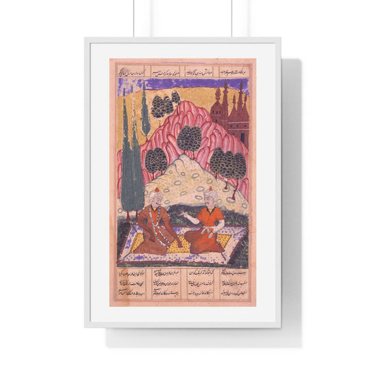Persian 11th Century Art, Gorgin Leads Bizhan Astray, Folio from the Shahnama 'Book of Kings' Framed Print