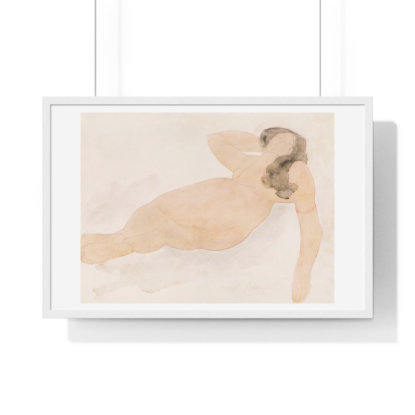 Study of a Nude (Lying on Side) by Auguste Rodin, from the Original, Framed Print