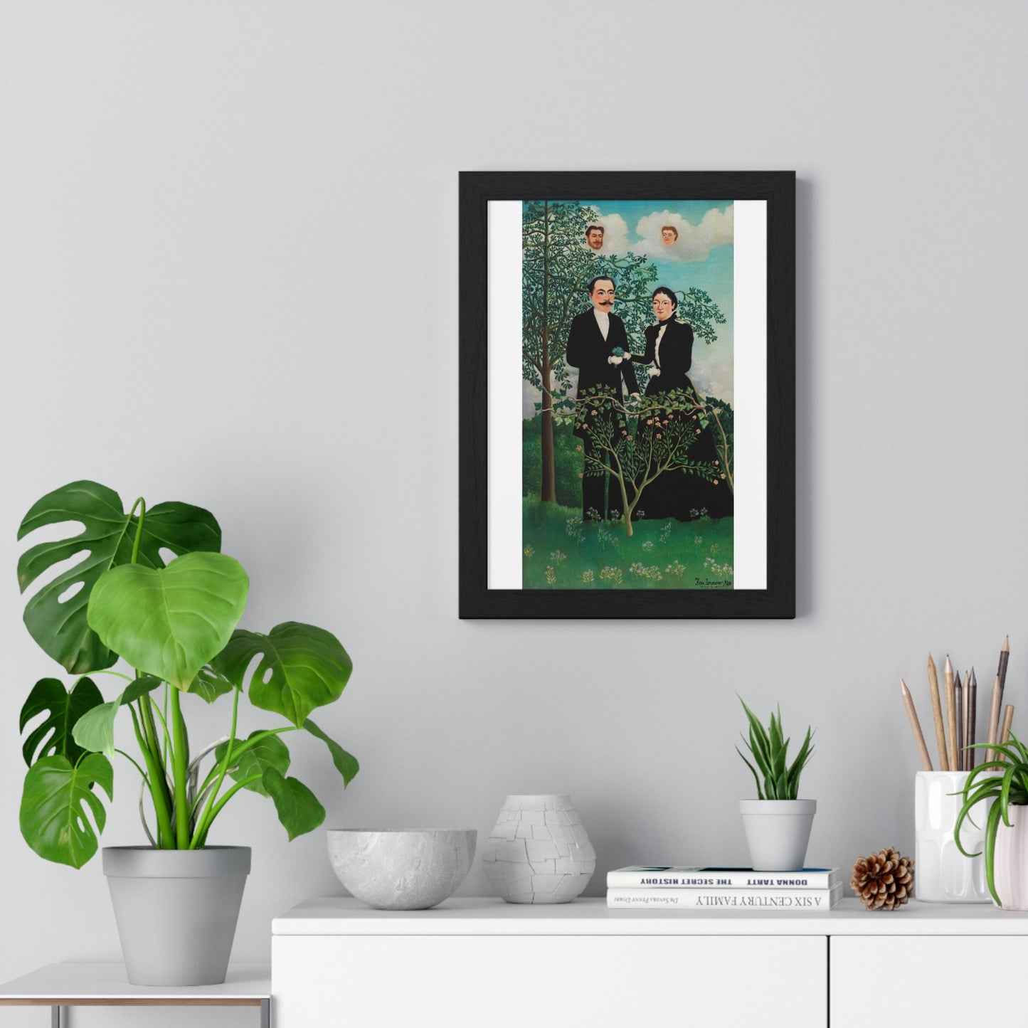 The Past and the Present, or Philosophical Thought 'Le Passé et le Présent, ou Pensée Philosophique' (1899) by Henri Rousseau, Framed Art Print