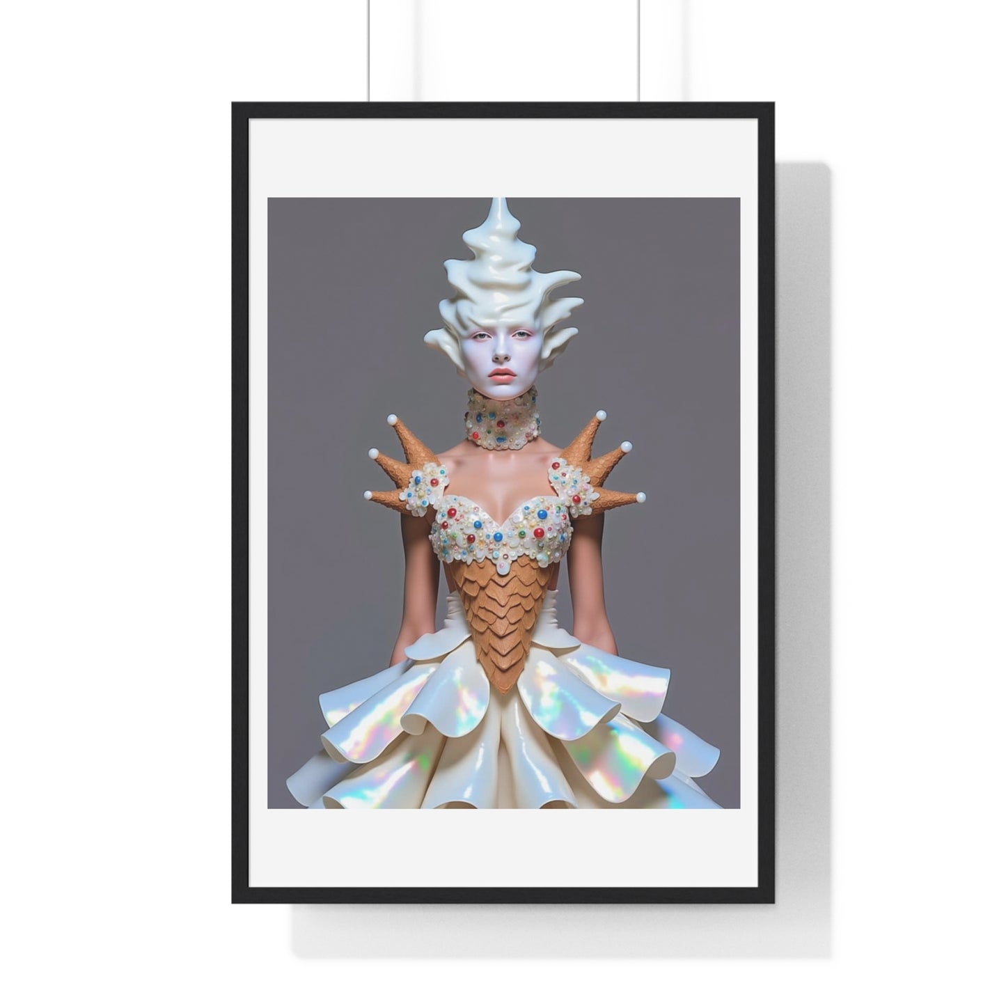 Ice Cream Girl, Abstract Art 'Designed by AI' Framed Print