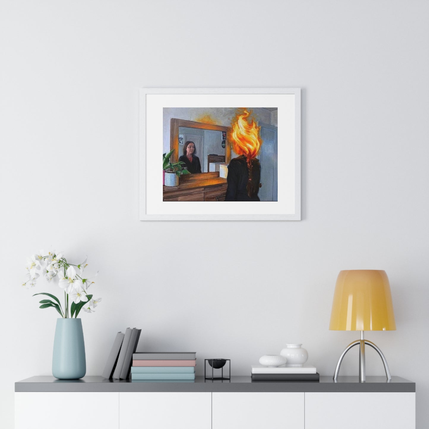 Fire in the Mind, Abstract Art 'Designed by AI', Framed Print