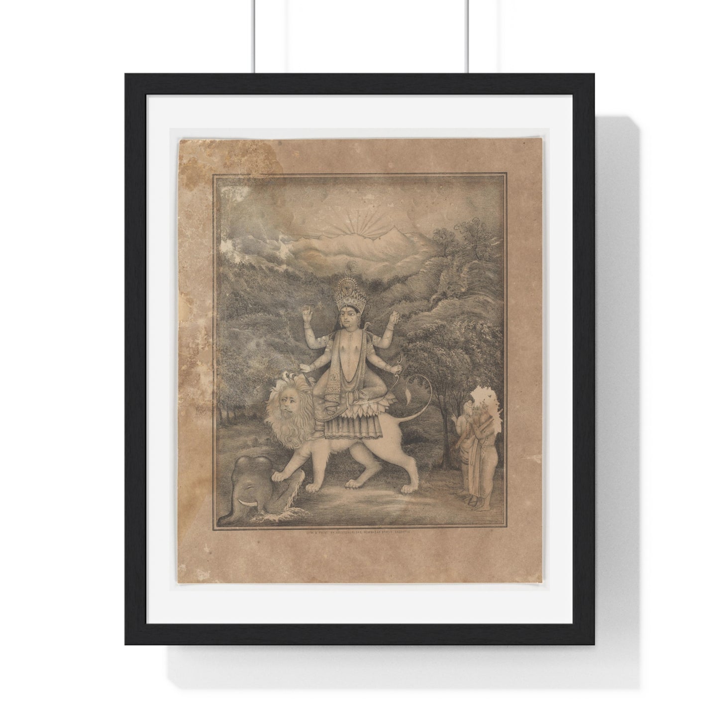 Goddess Jagadhatri (1870-1880) from the Original, Framed Art Print