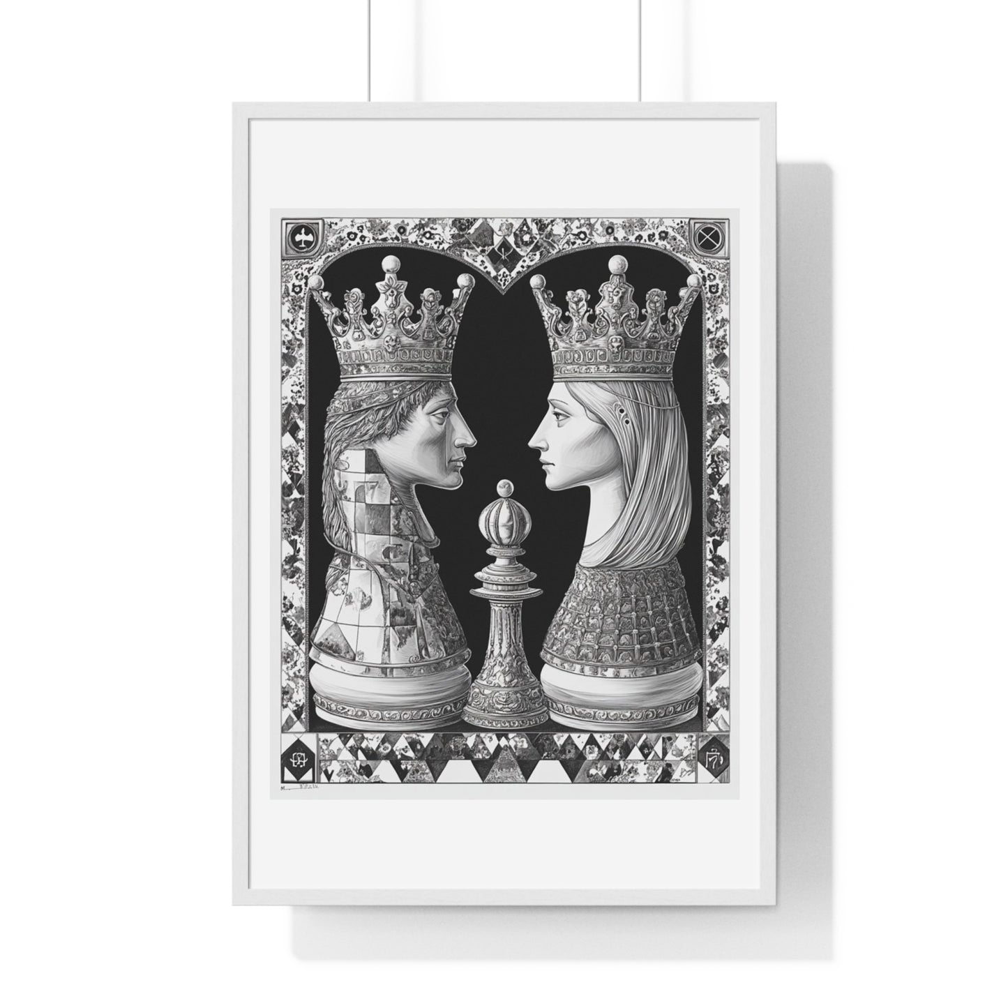 Even the King and the Queen Go Back in the Box, Abstract Art 'Designed by AI' Framed Print