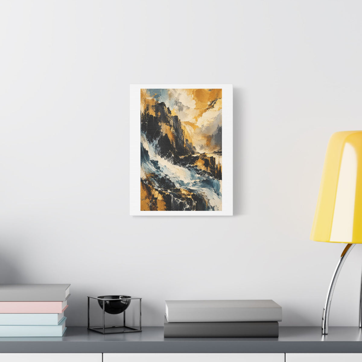 Storm Over Golden Mountains, Large Decor Art Print on Satin Canvas