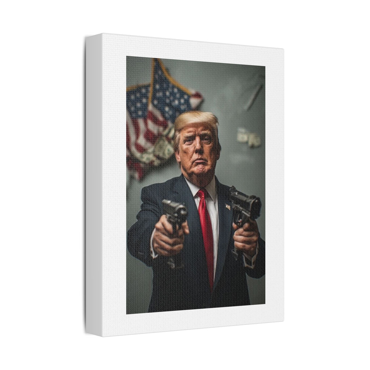 Gangster Donald Trump, Surrealist Art Print on Satin Canvas, Stretched