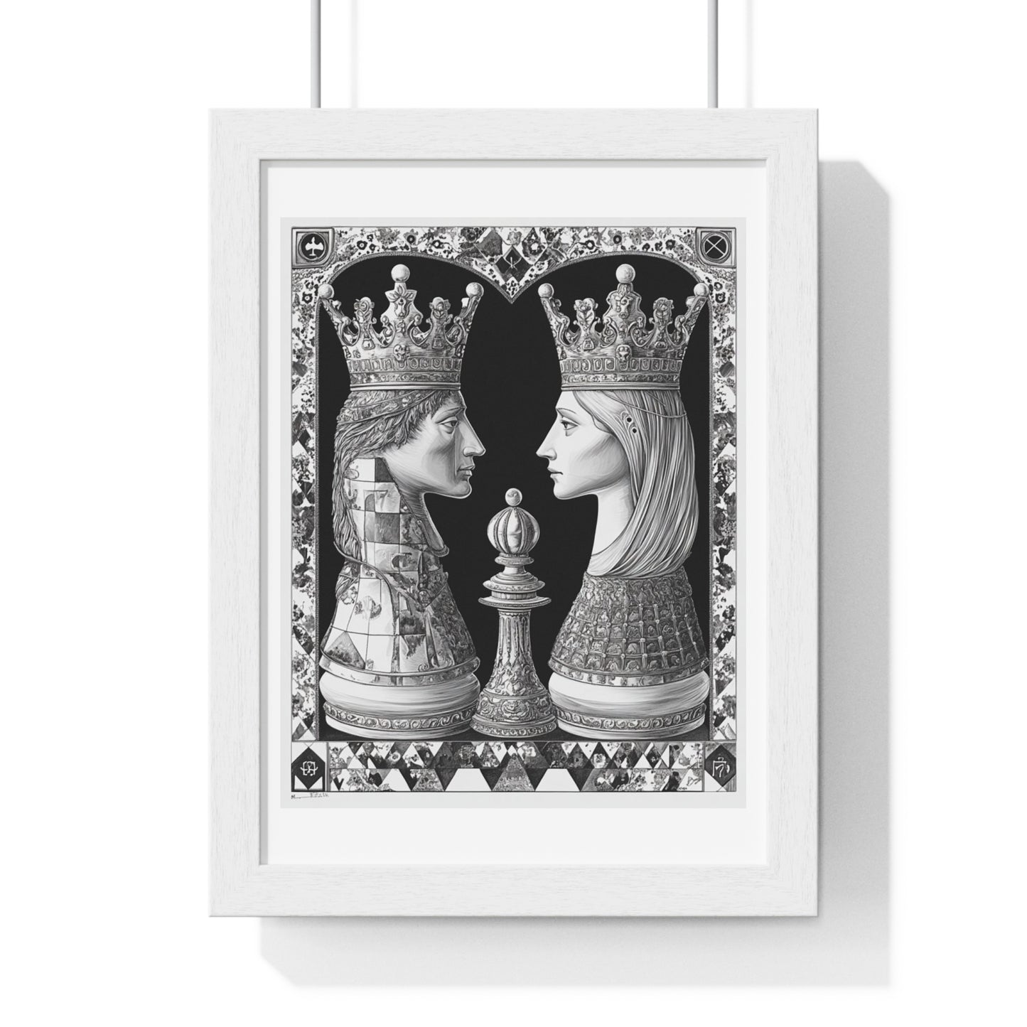 Even the King and the Queen Go Back in the Box, Abstract Art 'Designed by AI' Framed Print