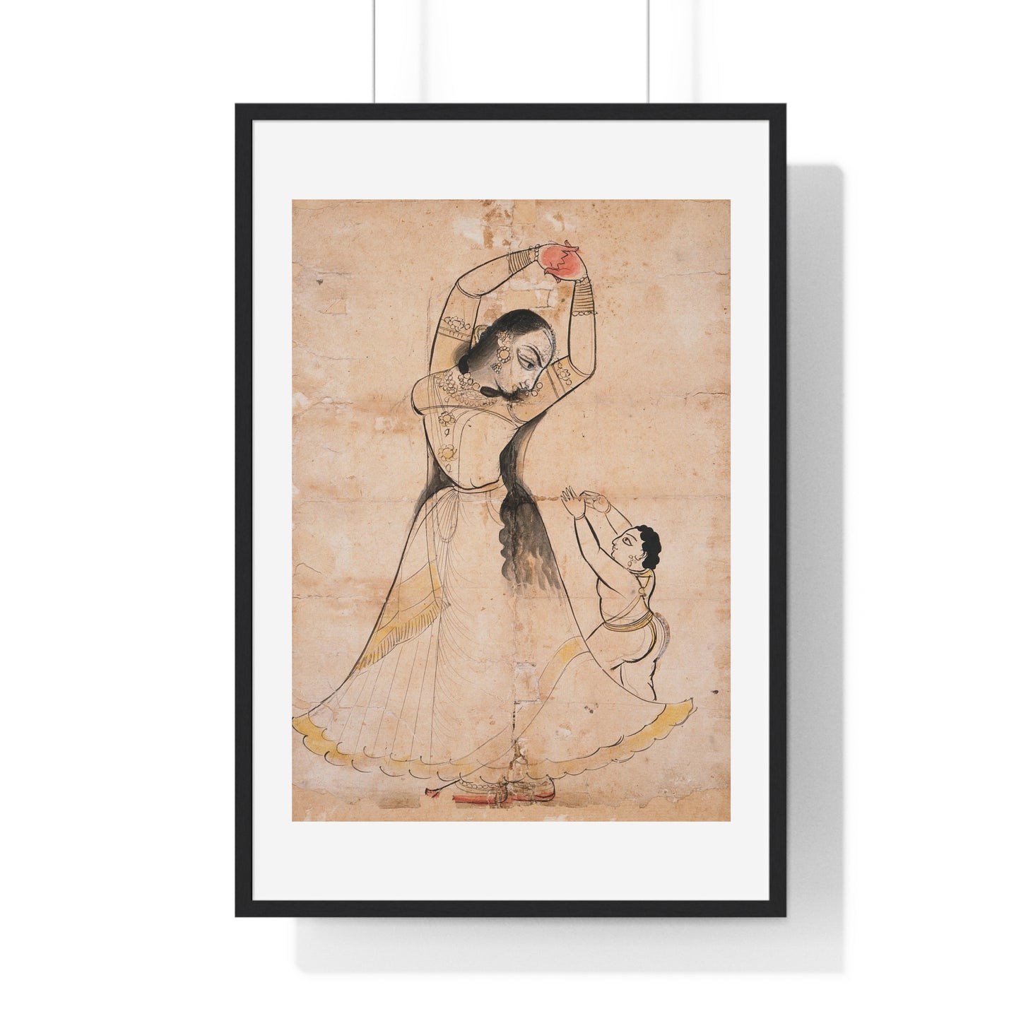 Mother and Child (1900) Ink and Opaque Watercolour by Bagta from the Original, Framed Art Print