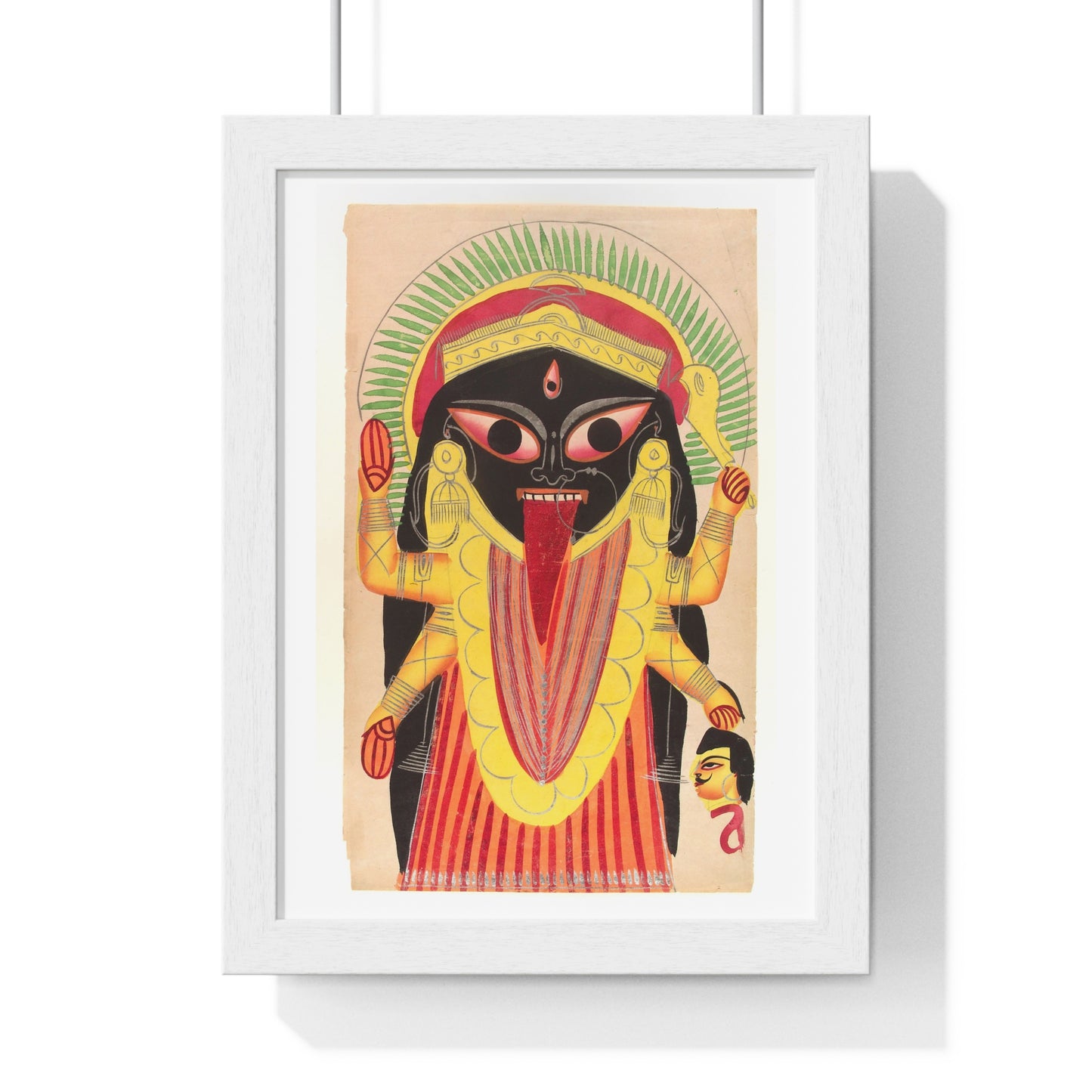 Kali Holding a Demon's Head, Indian Watercolour, from the Original, Framed Art Print