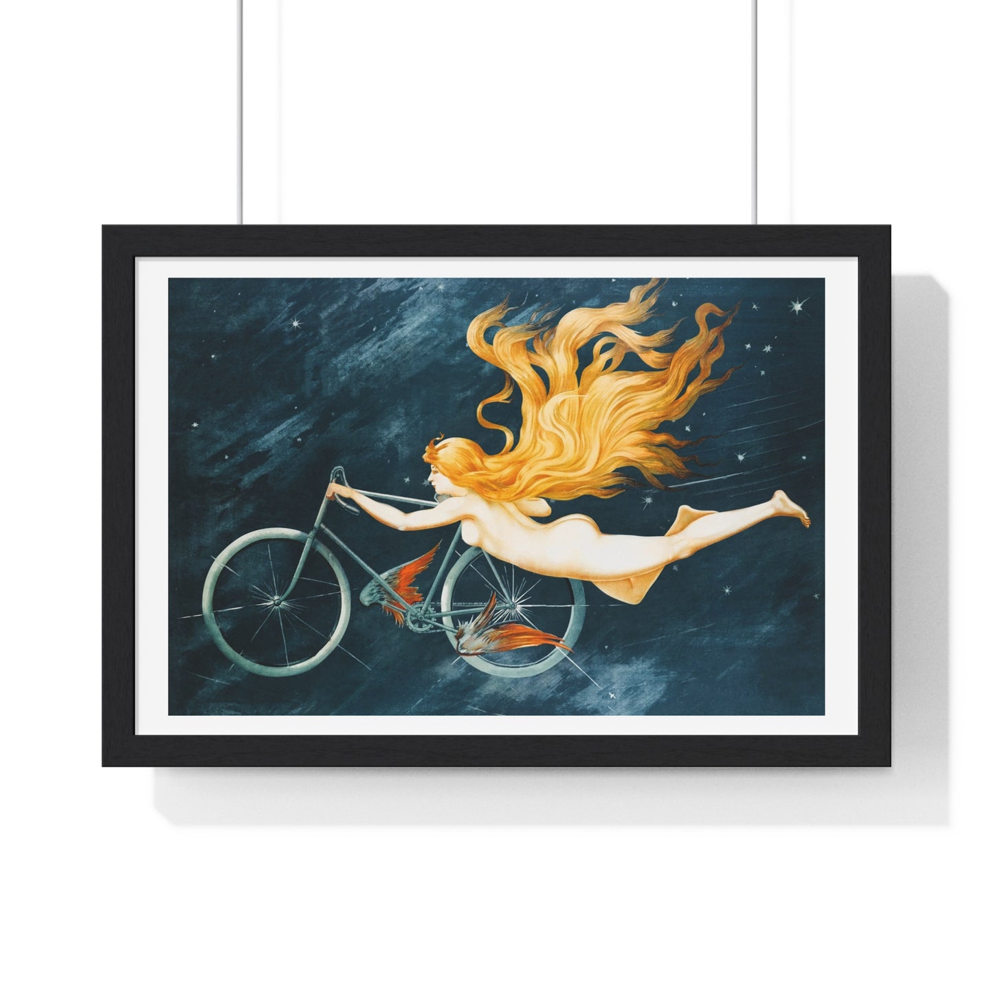 With Pedal Power My Bike Takes Flight into the Boundless Light! III 'Designed by AI' Framed Art Print