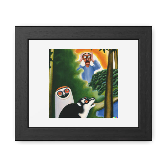 Surprised And God In The Style Of Henri Rosseau II 'Designed by AI' Wooden Framed Print