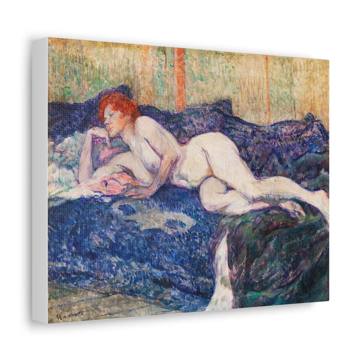 Nude Lying on a Couch (1897) by Henri Toulouse–Lautrec, Art Print from the Original on Canvas