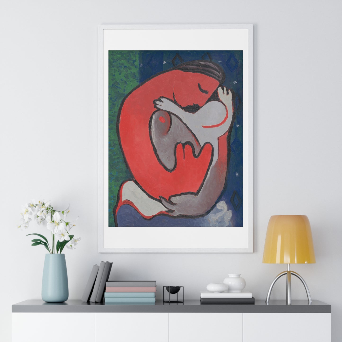 Mother's Embrace (1938) by Mikuláš Galanda, from the Original, Framed Art Print