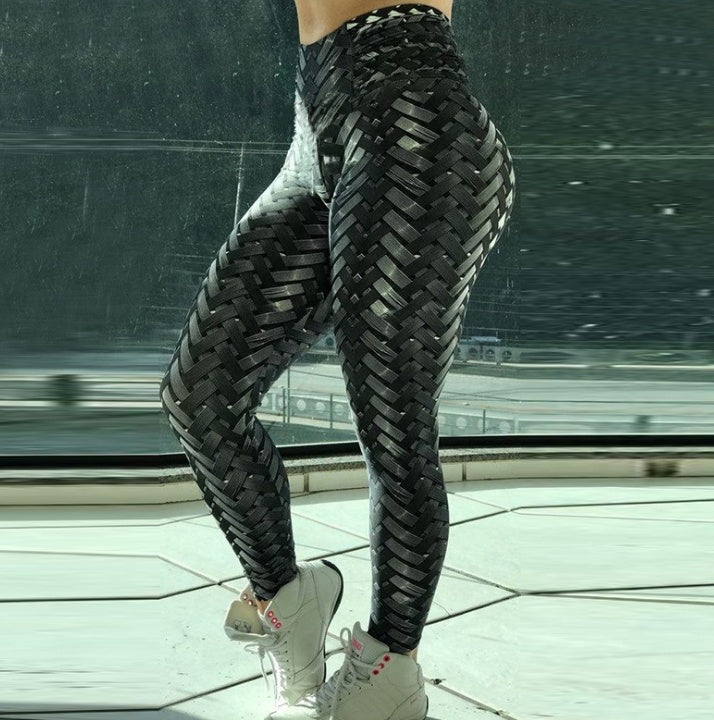 Barbarella Leggings, High Waist 'Iron Weave' Design Workout Pants