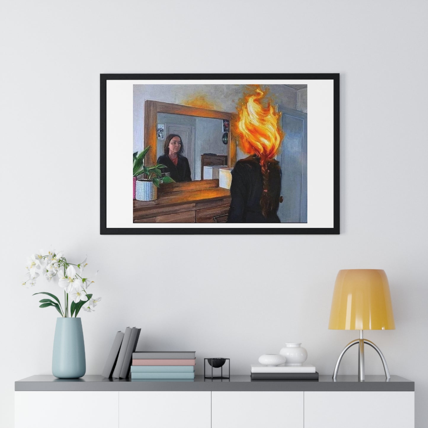 Fire in the Mind, Abstract Art 'Designed by AI', Framed Print