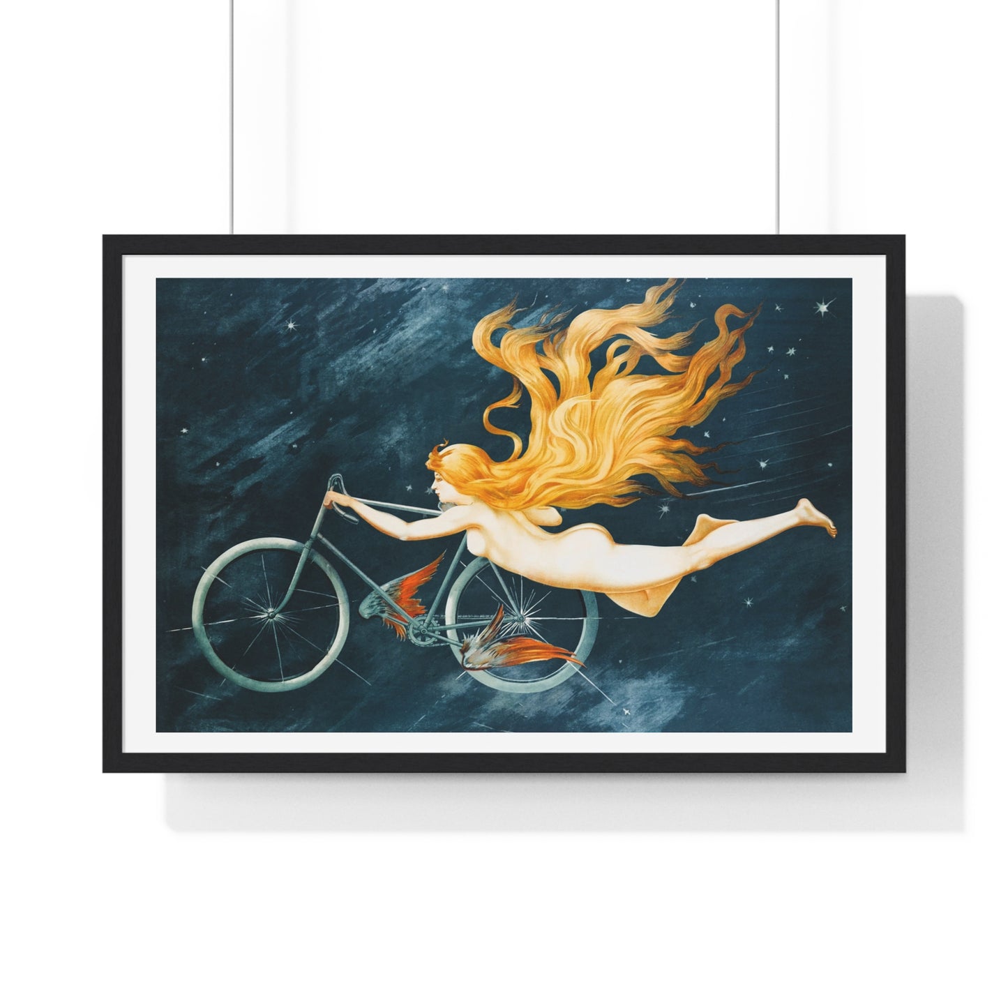 With Pedal Power My Bike Takes Flight into the Boundless Light! III 'Designed by AI' Framed Art Print