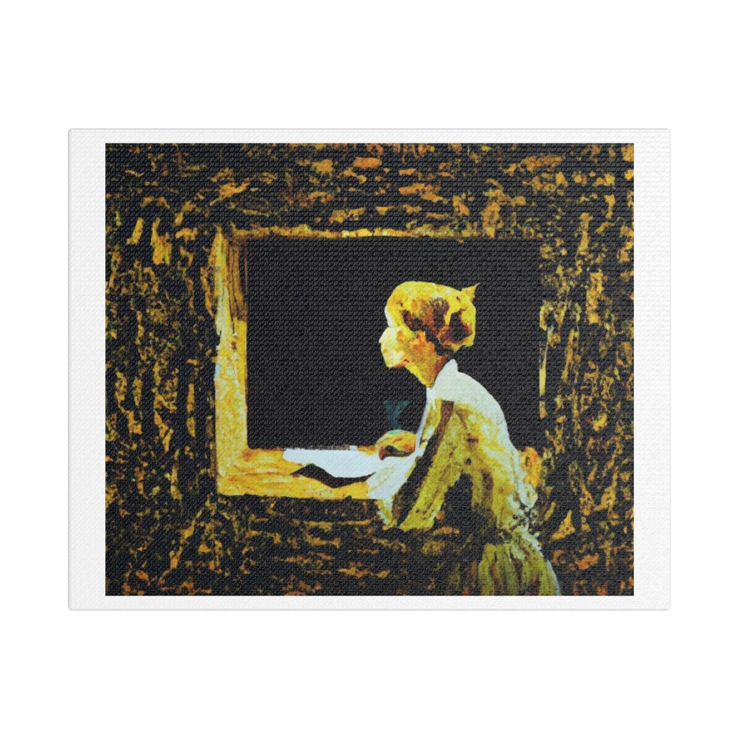 Woman Seated in a Window 'Designed by AI' Art Print on Canvas