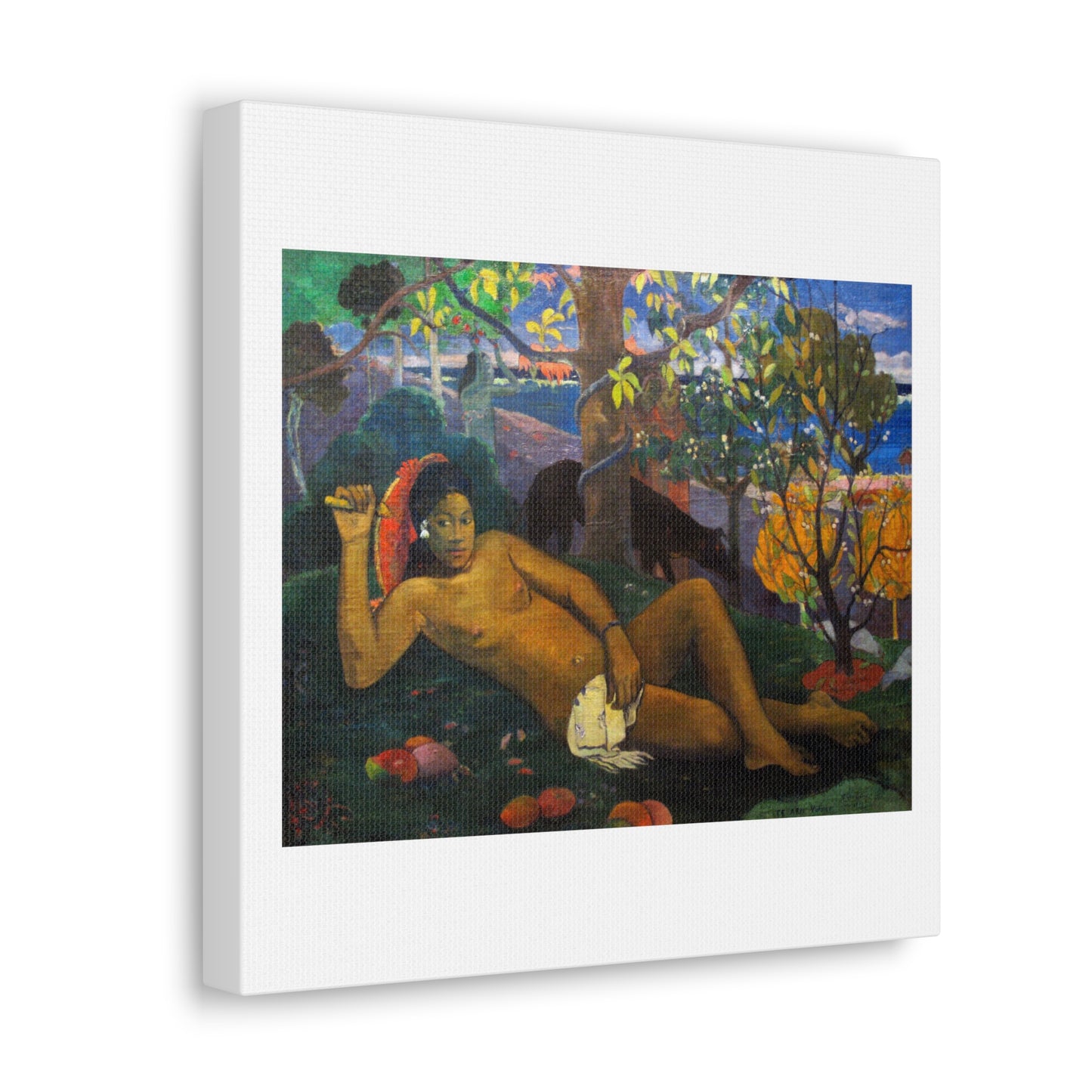 Te Arii Vahine 'The Queen, the King's Wife' (1896) by Paul Gauguin, Art Print from the Original on Satin Canvas