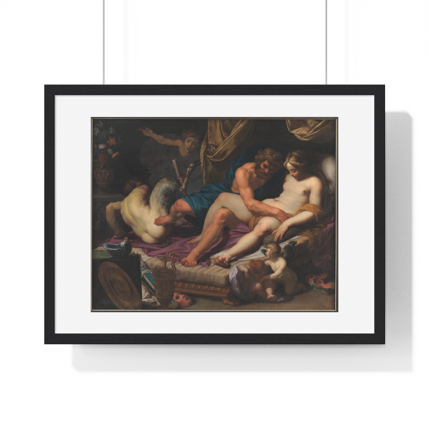 Hercules Kicking Faunus out of Omfale's Bed (1607) by Abraham Janssens, from the Original, Framed Art Print