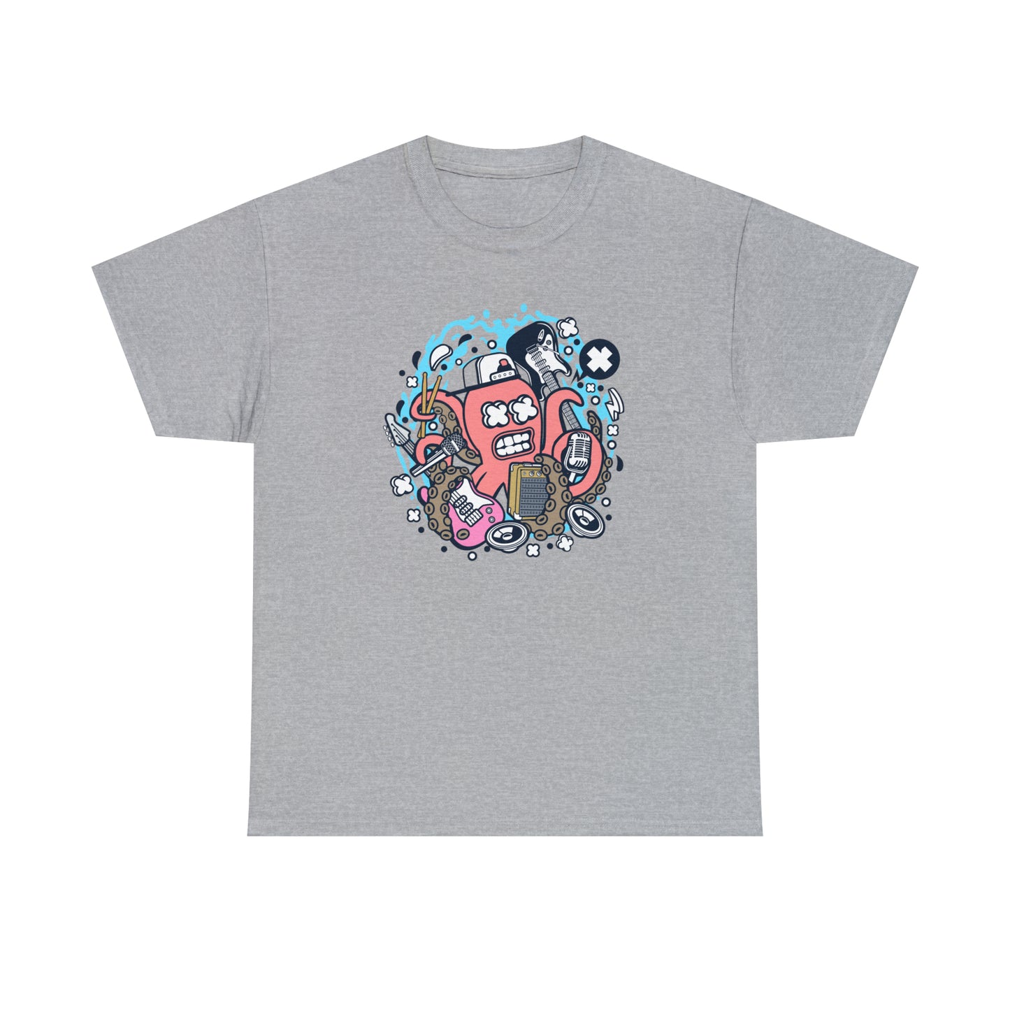 Rock Octopus Musician Cartoon T-Shirt