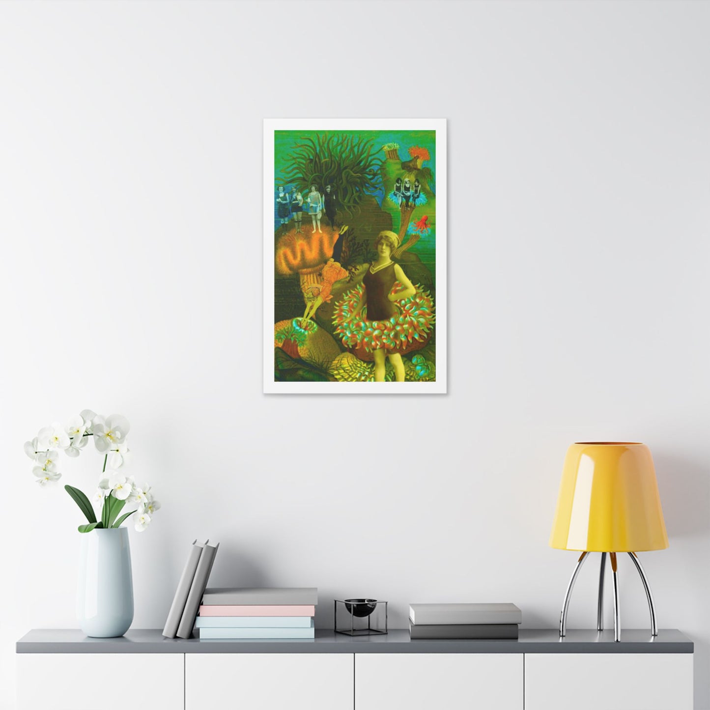 Deep Sea Divers, Surrealist Art, Digital Collage 'Designed by AI' Canvas Art Print