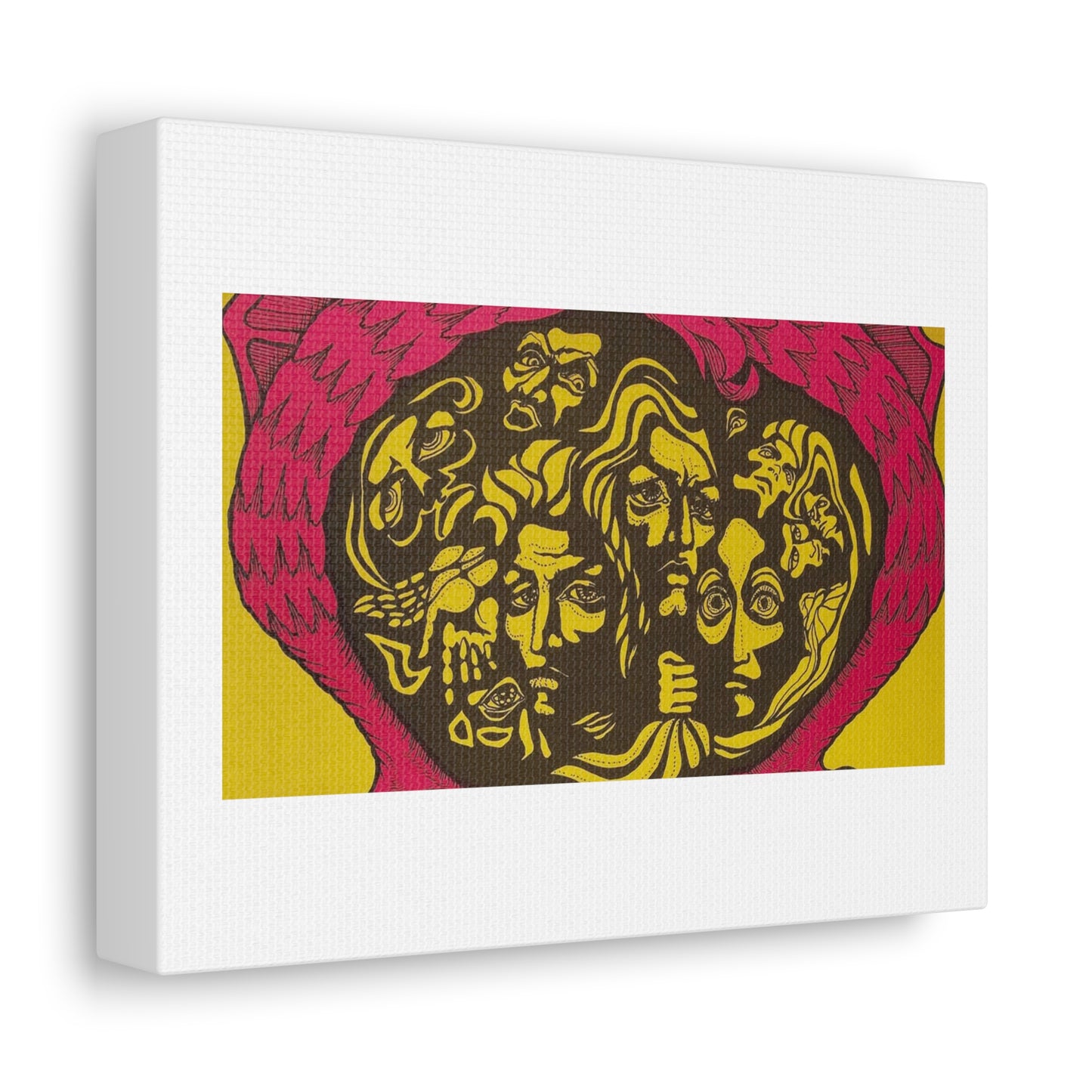 Psychedelic Voices Pencil Sketch Art Print on Satin Canvas