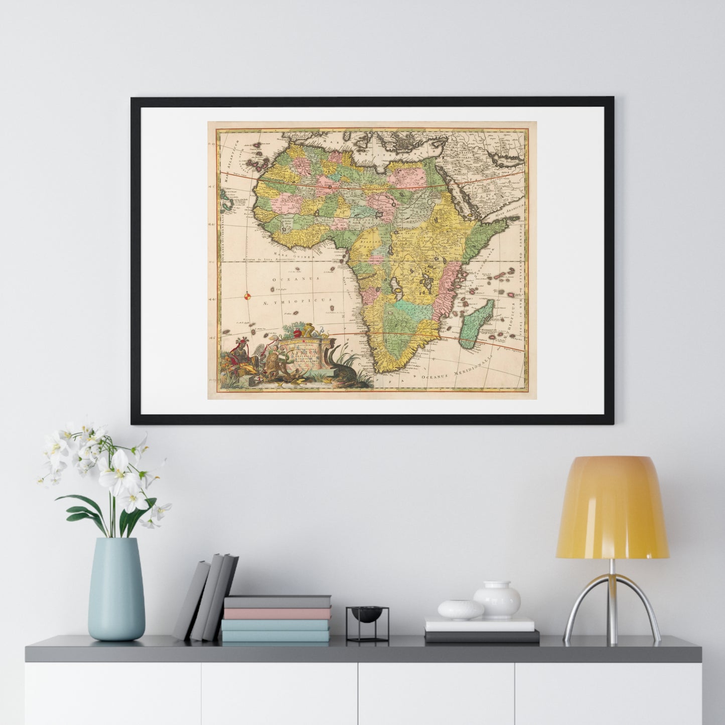 Antique Map of  Africa 'Kaart van Afrika' (circa 1690) by Carel Allard, from the Original, Framed Art Print