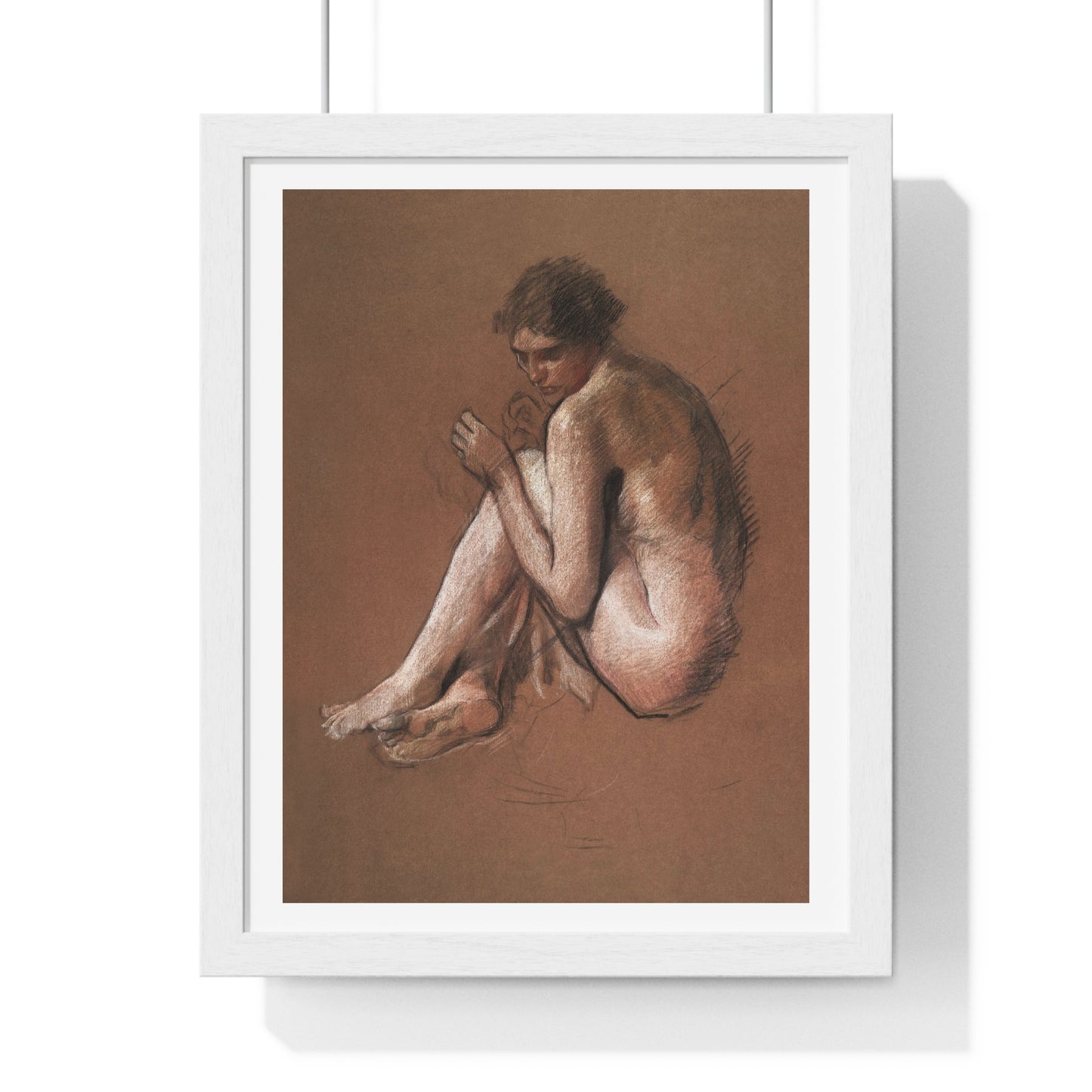 Seated Nude Female Figure by Edwin Austin Abbey from the Original, Framed Art Print