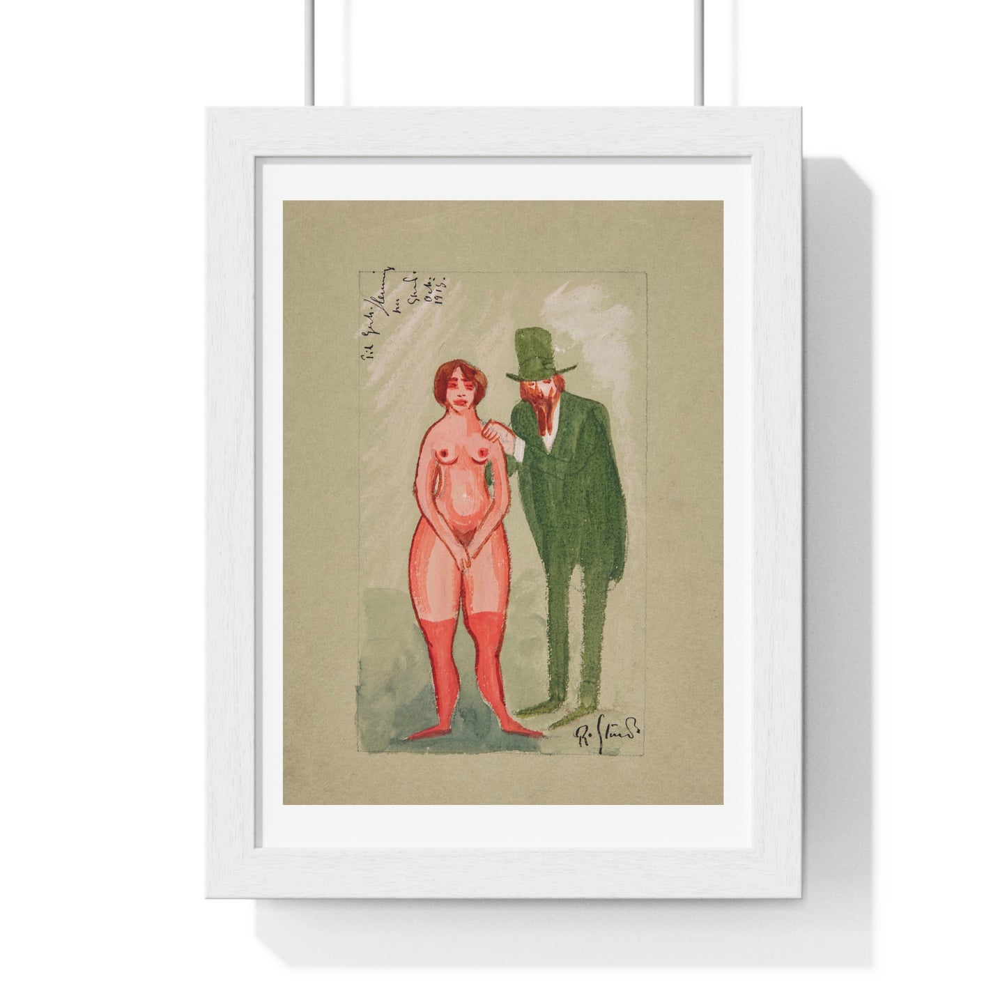 Pink Lady and Green Man by Robert Storm Petersen, from the Original, Framed Art Print