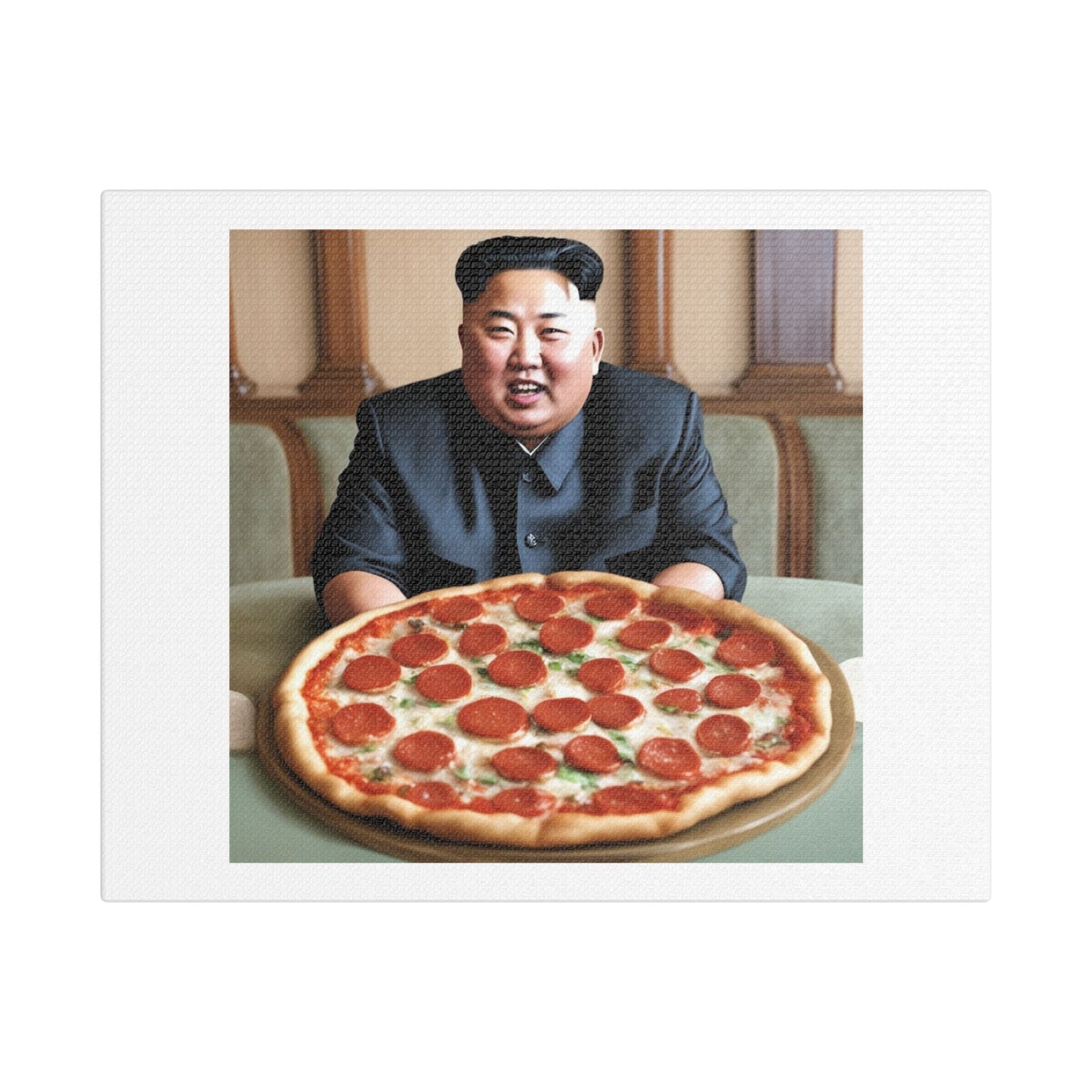 Pizza Supremo, Absurdist Art Print 'Designed by AI', on Satin Canvas