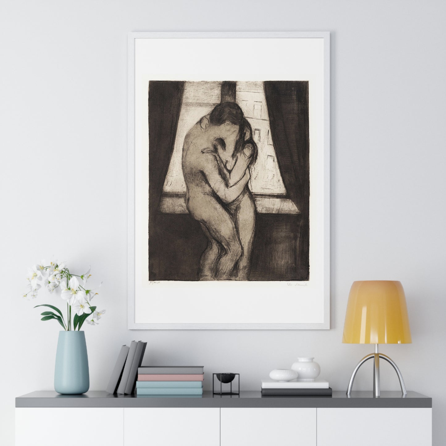 The Kiss (1895) by Edvard Munch, from the Original, Framed Art Print