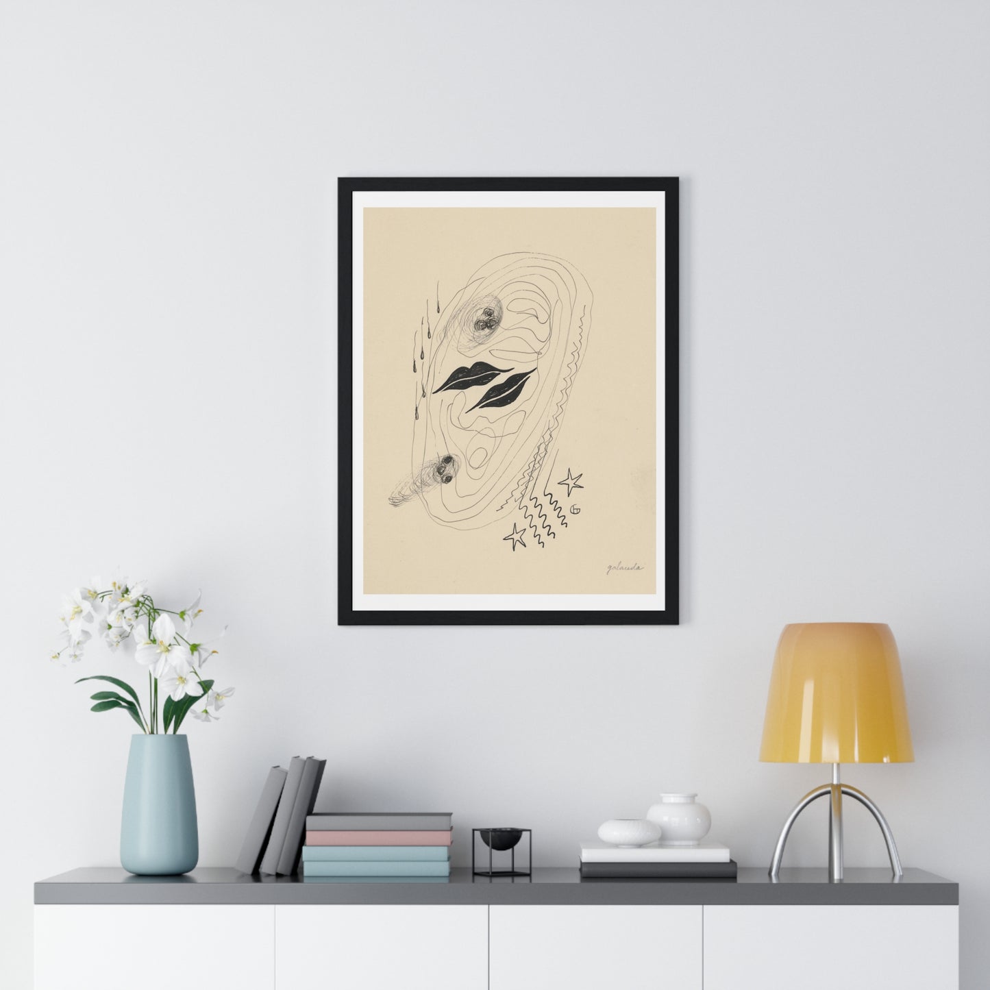 Red Lips by Mikuláš Galanda (1930) from the Original, Framed Art Print