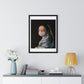 Johannes Vermeer's Young Woman Wearing a Face Mask During Coronavirus Pandemic, Remix, Framed Art Print