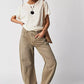 High-Stretch Mid-Rise Barrel Jeans, Fashion Wide Leg Women's Jeans