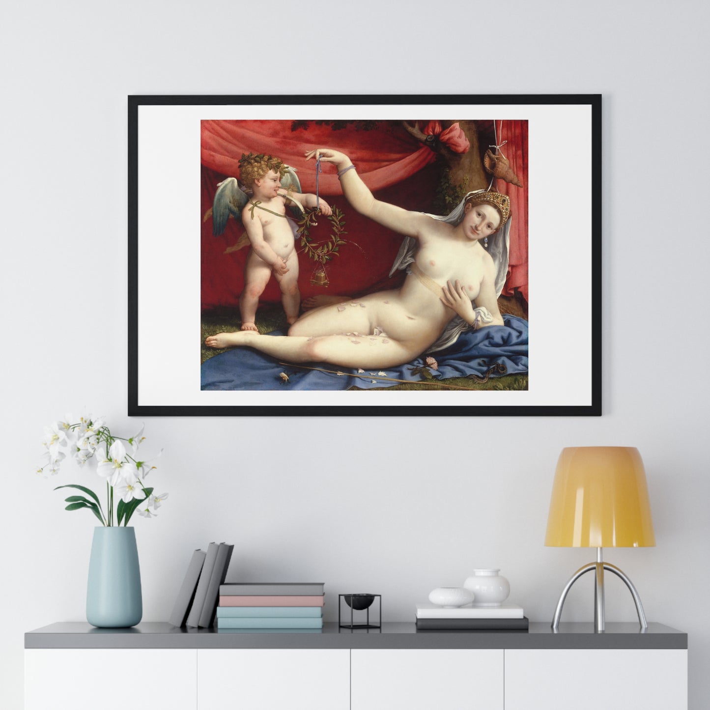 Venus and Cupid (1520s) by Lorenzo Lotto, from the Original, Framed Art Print