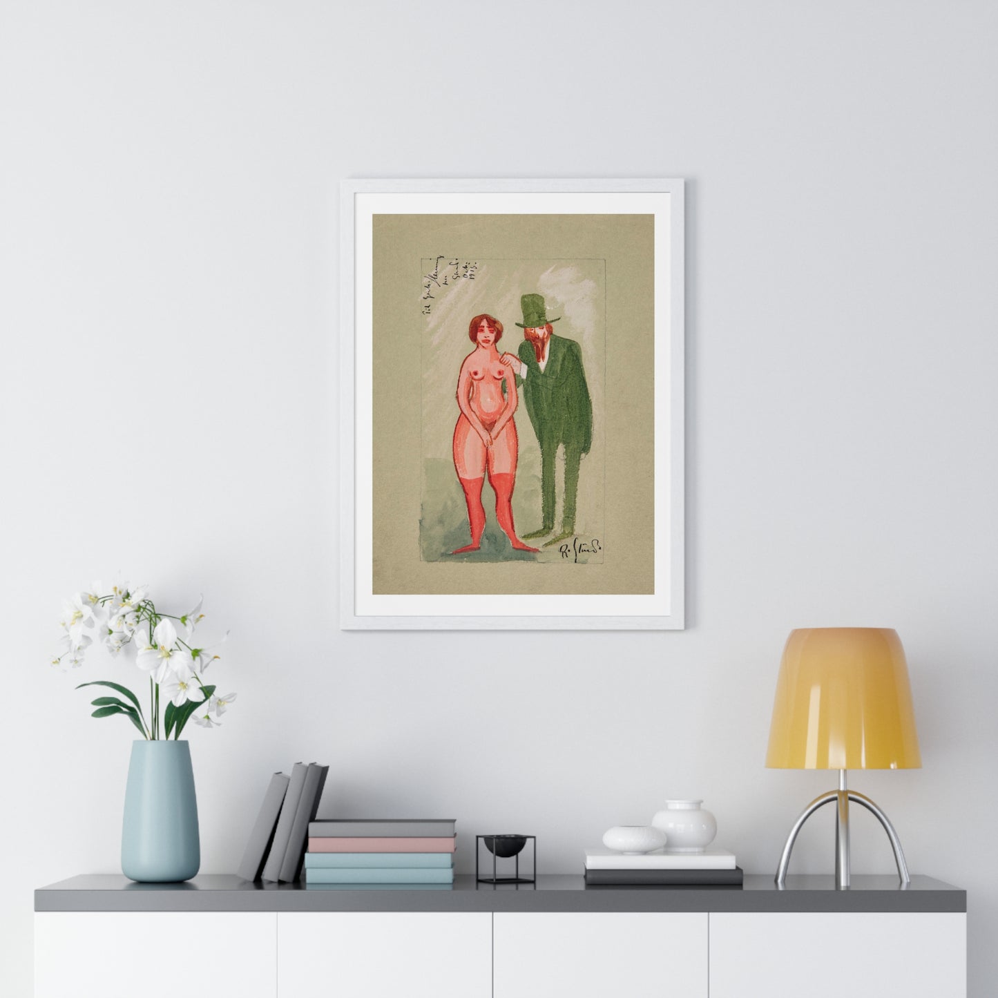 Pink Lady and Green Man by Robert Storm Petersen, from the Original, Framed Art Print