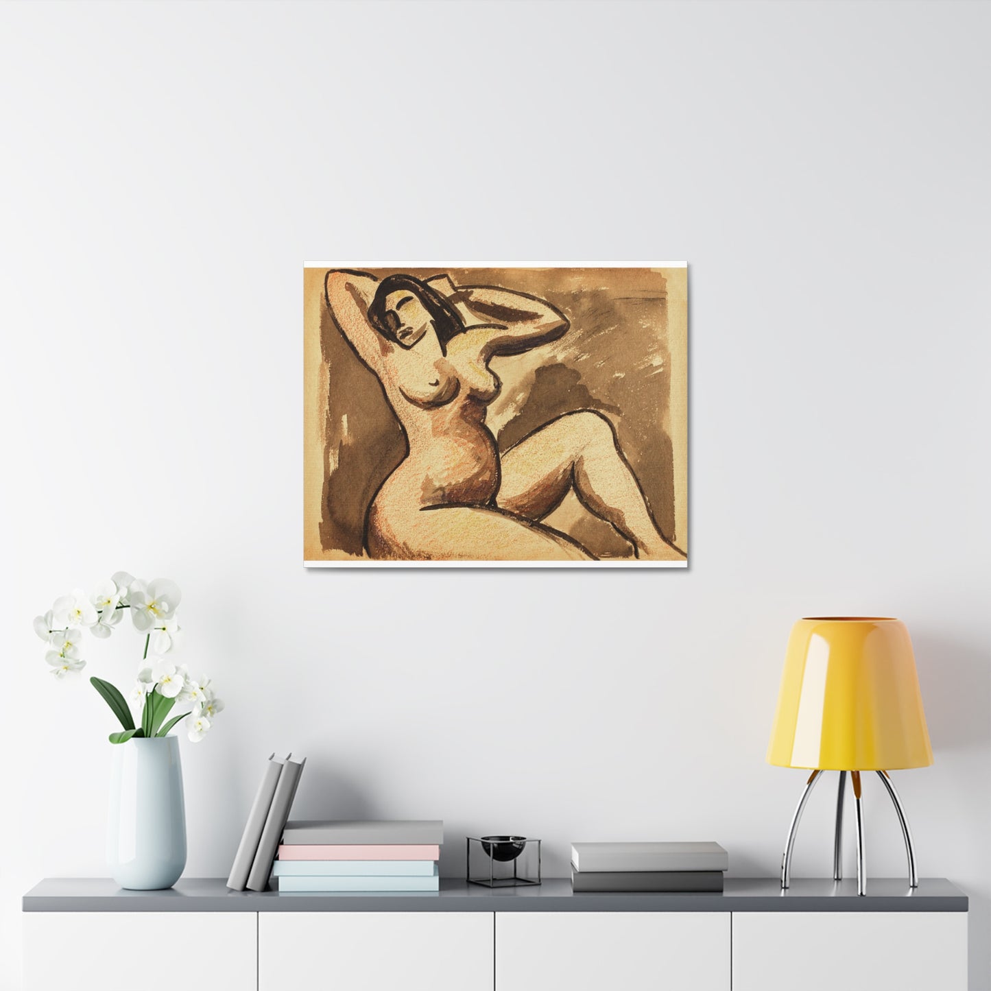 Female Nude Seated by Carl Newman Art Print on Satin Canvas, Stretched