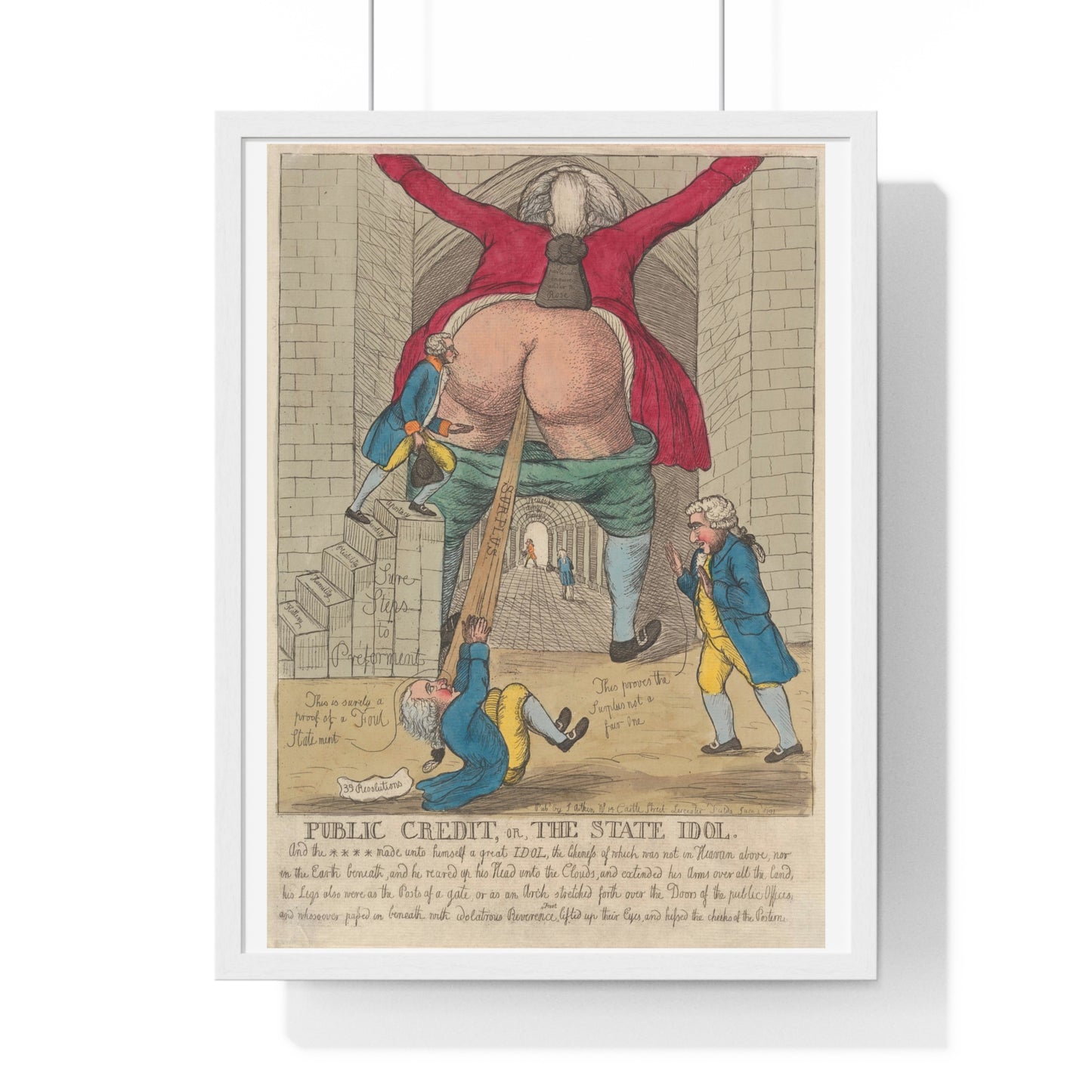 Satirical Print 'Public Credit, Or, The State Idol' (1791) by William Dent, from the Original, Framed Print