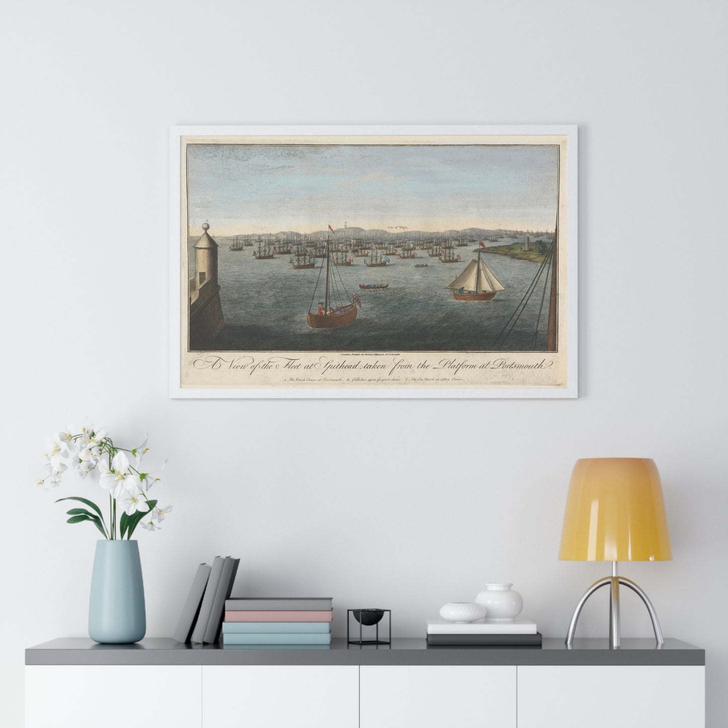 A View of the Fleet at Spithead, Taken from Stone Common near Exbury Distant Upwards of Three Leagues, from the Original, Framed Art Print