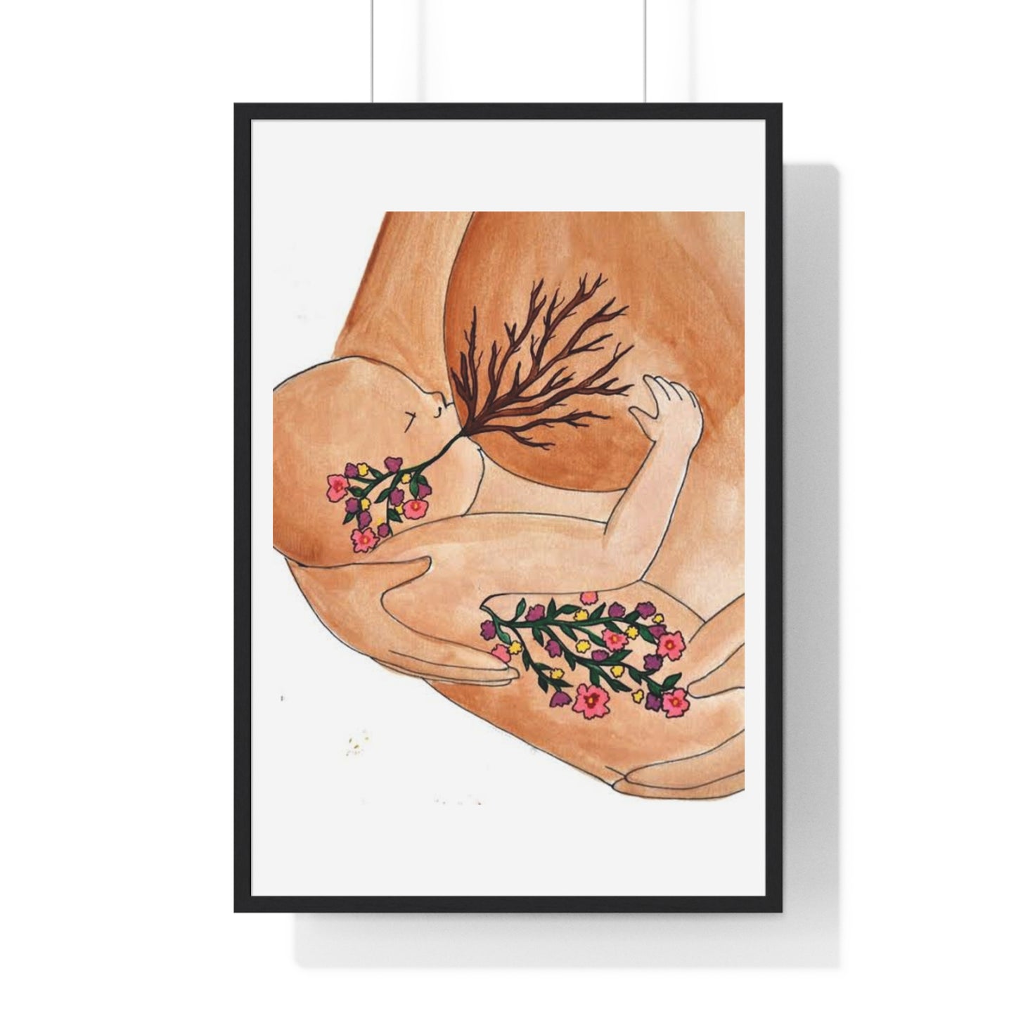 Mother and Baby, Abstract Art 'Designed by AI' Framed Print