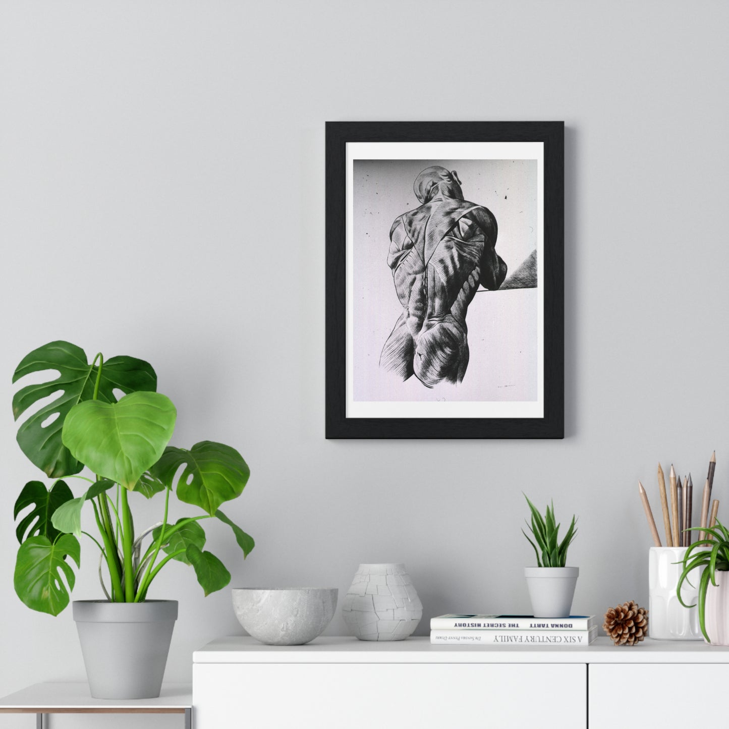 Musculature of the Human Body, Vintage Drawing, from the Original, Wooden Framed Print