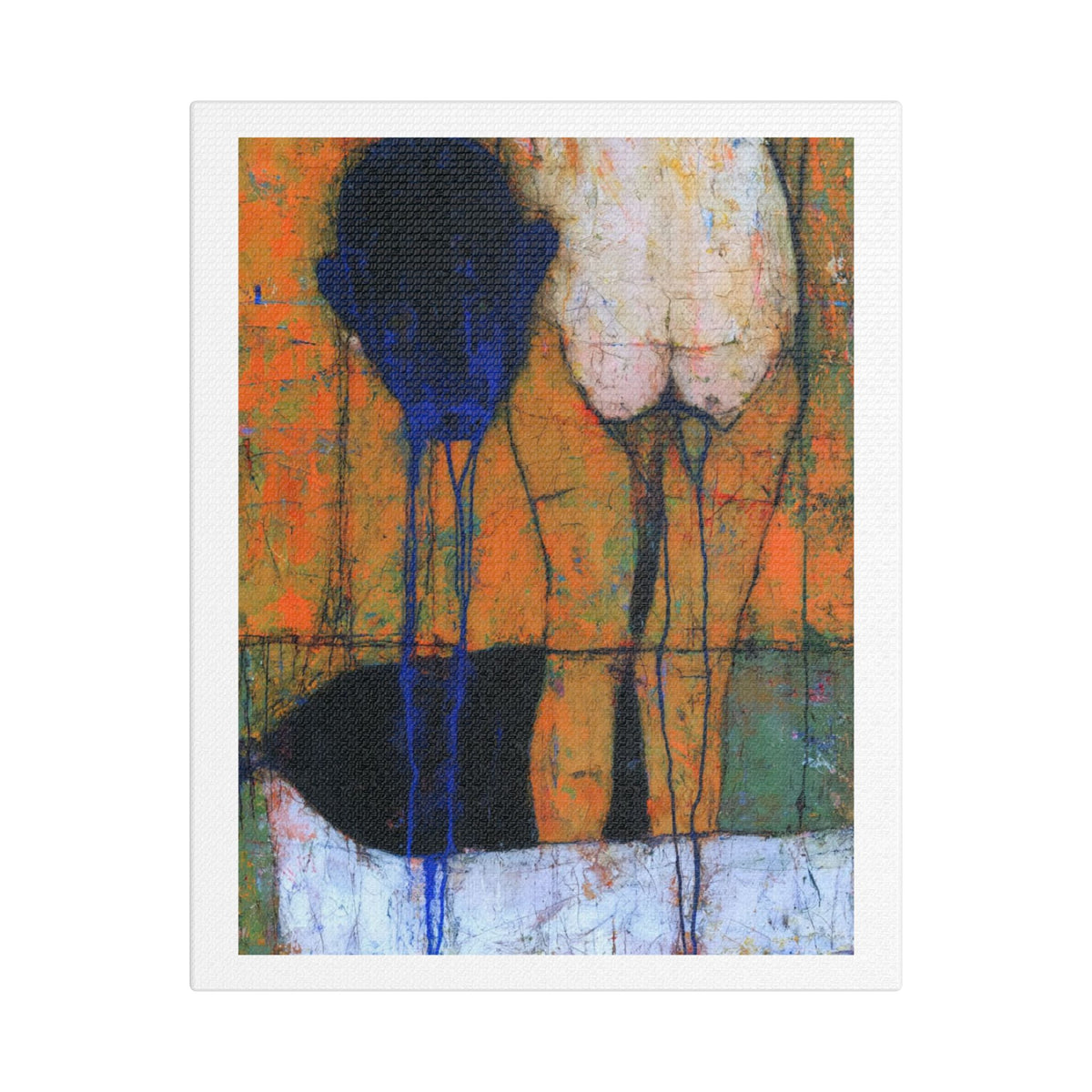 Blue, Neo-Surrealism, Art Print on Satin Canvas, Stretched