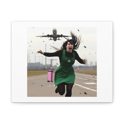 Starbucks Girl is Trying to Flee the Country' 'Designed by AI' Art Print on Canvas