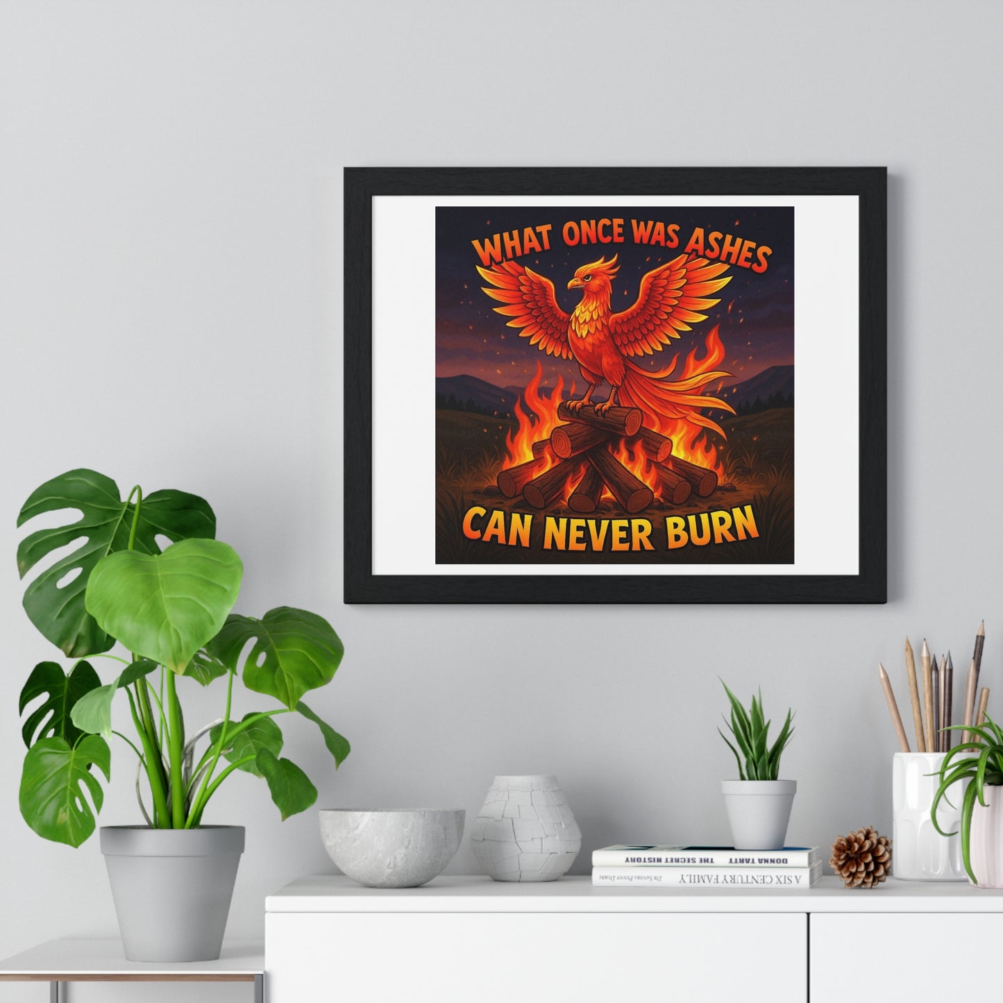 What Once Was Ashes, Can Never Burn, Cartoon Art, Framed Print