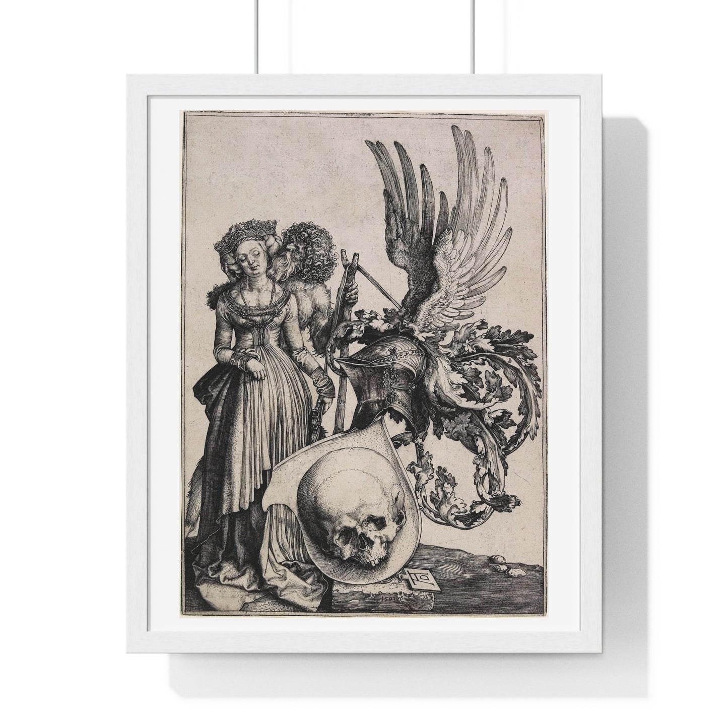 Coat of Arms with a Skull (1503) by Albrecht Dürer from the Original, Framed Art Print