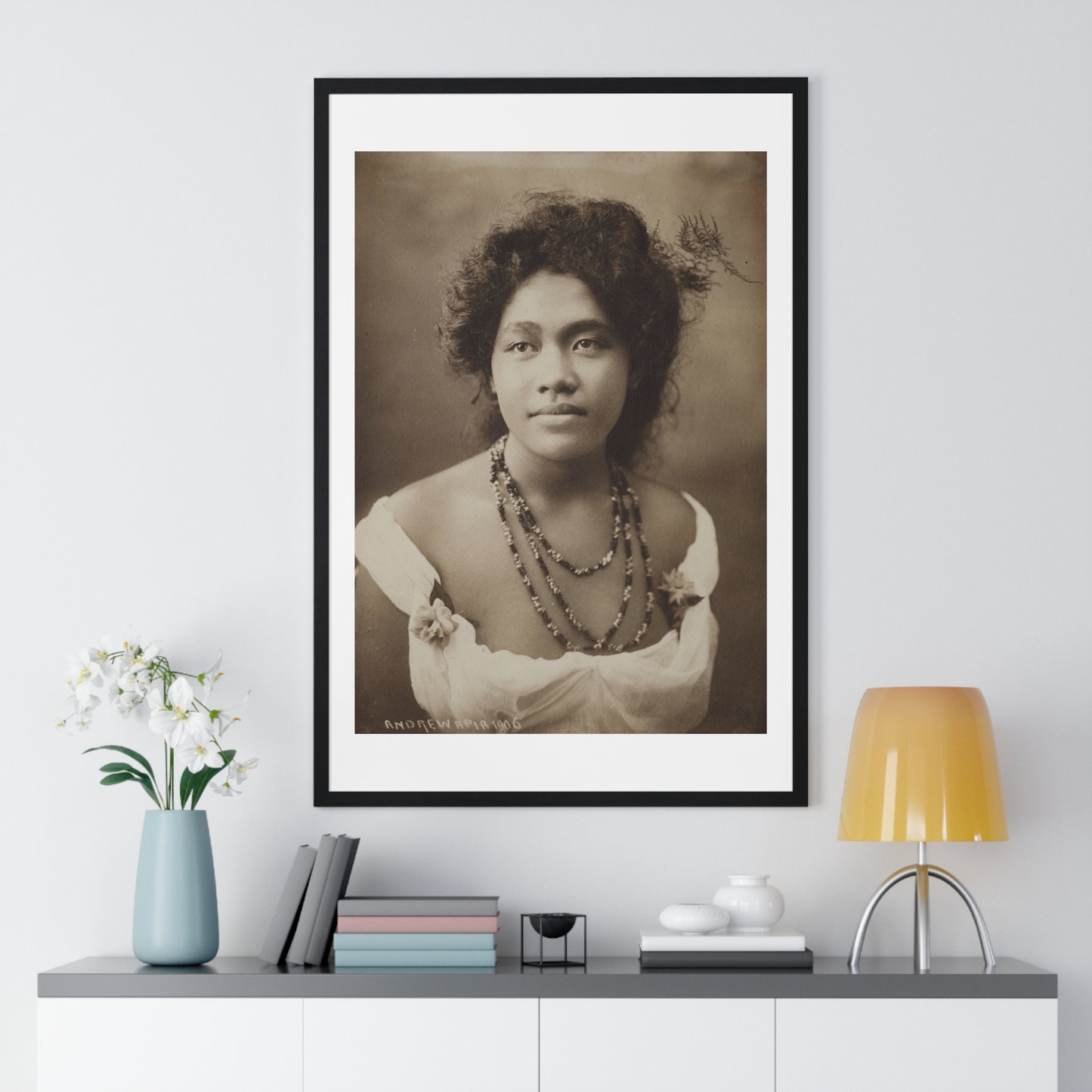 Portrait of a Young Samoan Woman (1906) by Thomas Andrew, from the Original, Framed Print