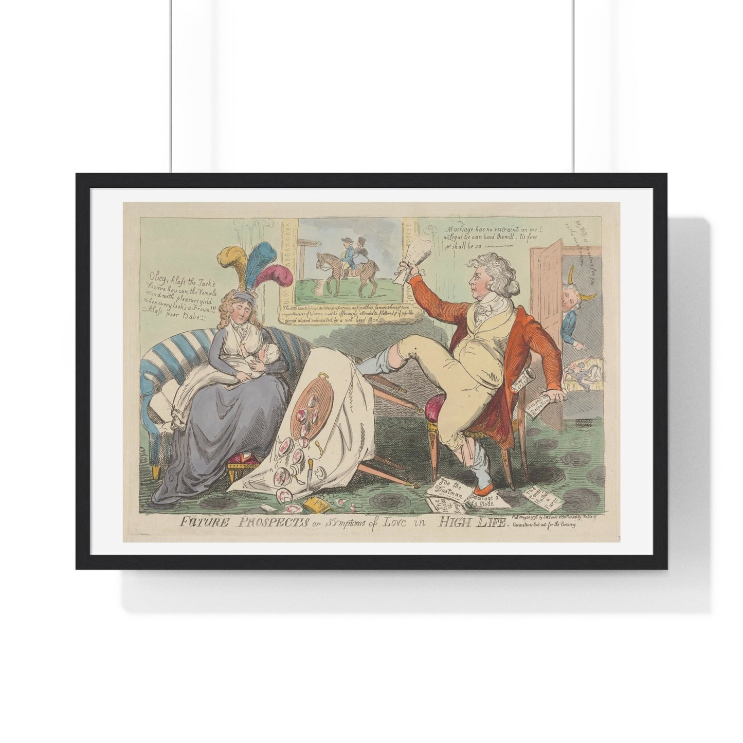 Symptoms of Love in High Life (1796) by Isaac Cruikshank, from the Original, Framed Art Print