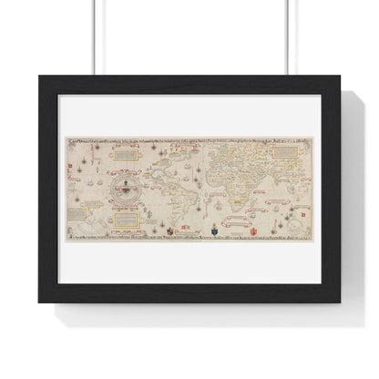 Antique World Map (1529) by Diogo Ribeiro from the Original, Framed Art Print